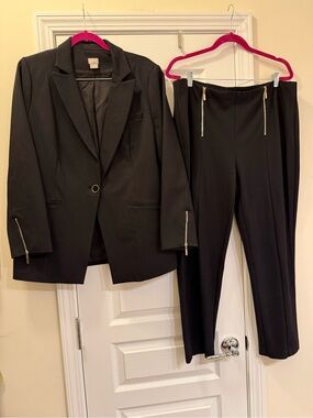 Chico’s Black Label - Black Tailored Zip-Accent Women's Pant Suit